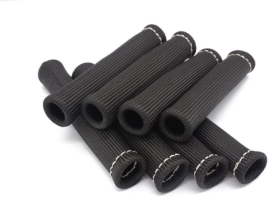 Spark Plug Wires Boots Heat Shields Protector Covers Sleeves 8 Pack (Black)