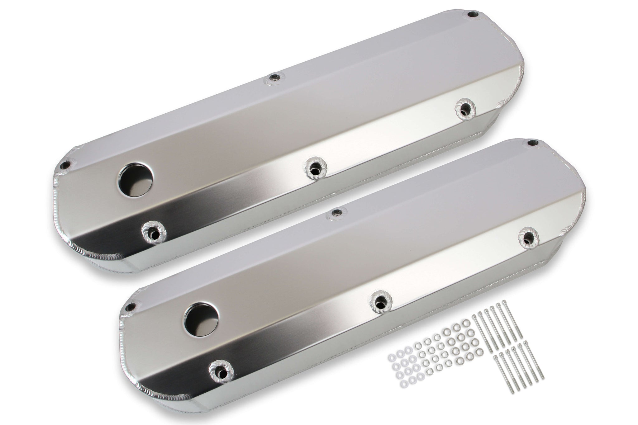 MR. GASKET 6843G FABRICATED ALUMINUM VALVE COVERS - SILVER