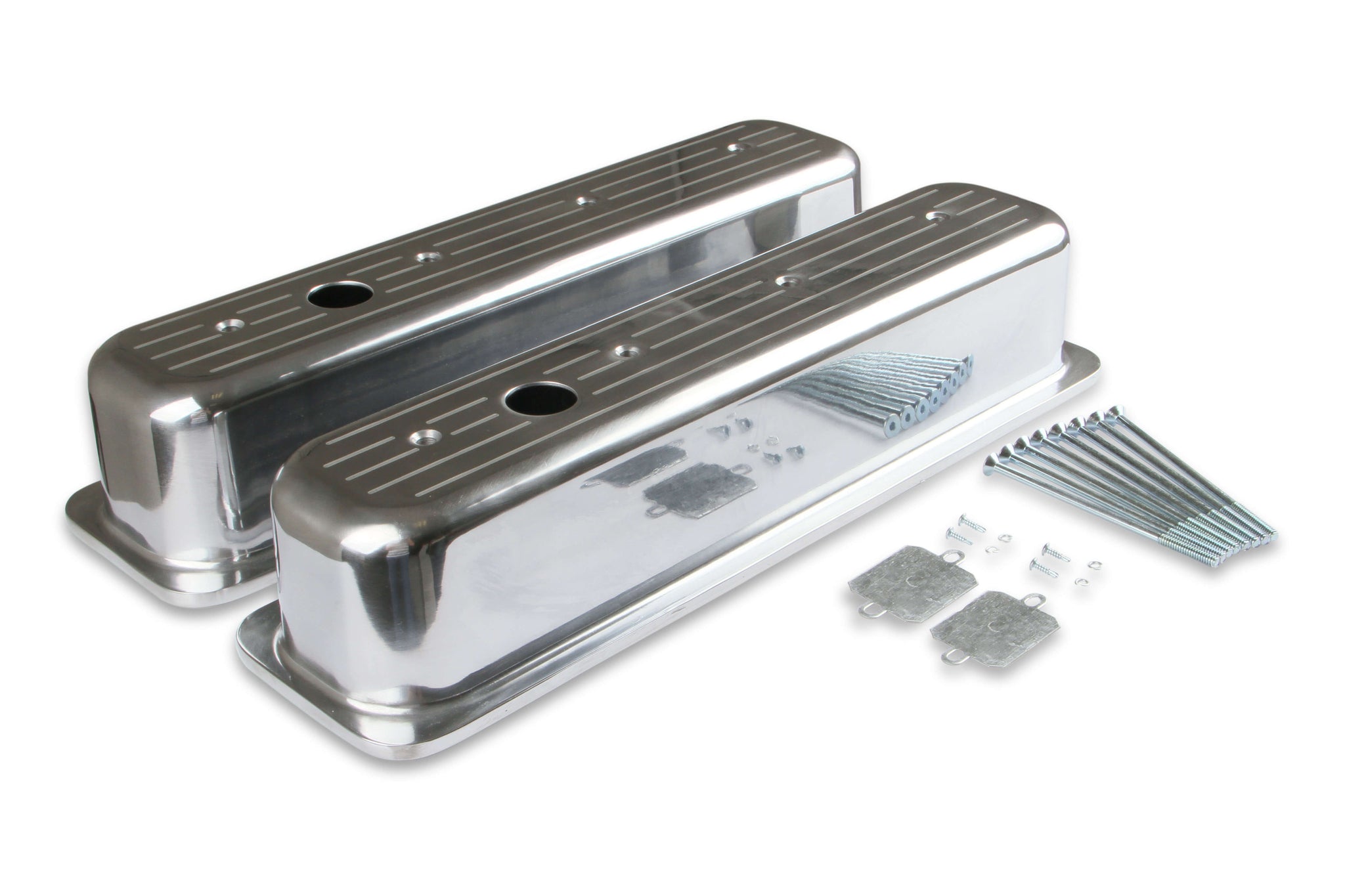 MR. GASKET 6857G CAST ALUMINUM BALL MILLED CENTER BOLT VALVE COVERS