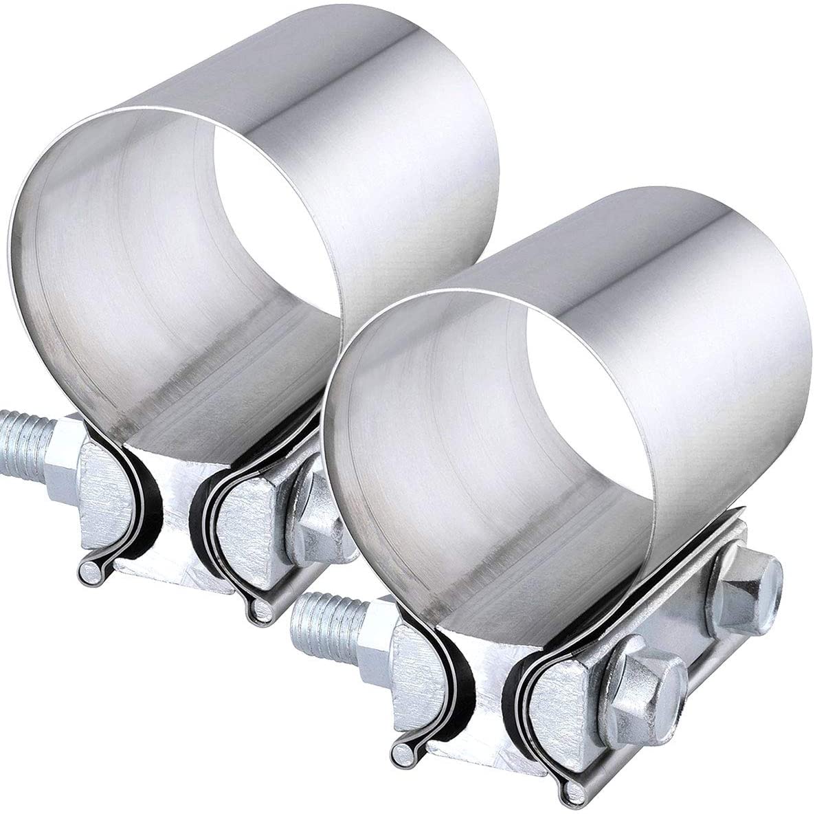 EVIL ENERGY Exhuast Clamp,Butt Joint Band Clamp Sleeve Coupler Stainless Steel (3.0 Inch,2Pcs)