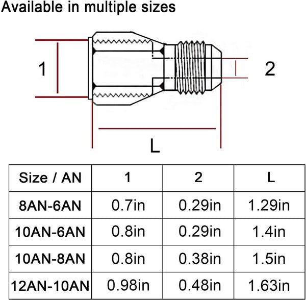 EVIL ENERGY Female AN10 to Male AN6 Flare Reducer Hose Fitting Adapter Black 2 Pcs