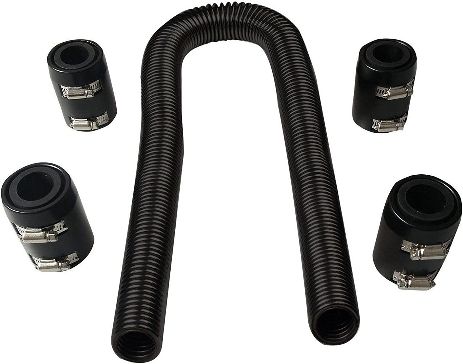 48" Black Stainless Steel Radiator Flexible Coolant Hose Kit With Caps Universal