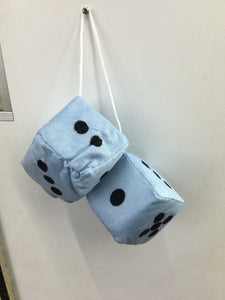 Fuzzy Dice BLUE    Rear View Mirror Accessories (Pair)
