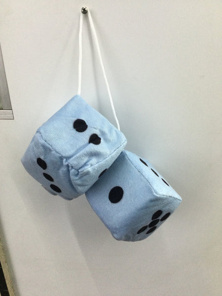 Fuzzy Dice BLUE    Rear View Mirror Accessories (Pair)