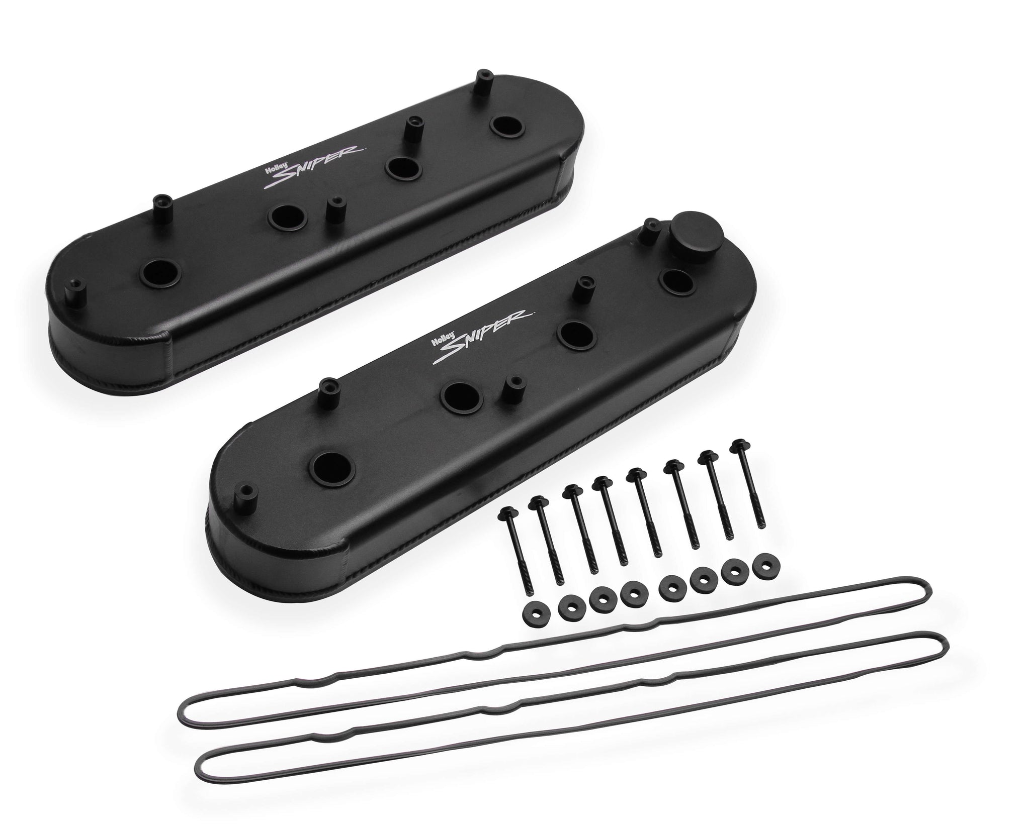 HOLLEY 890014B SNIPER FABRICATED ALUMINUM LS VALVE COVERS - SATIN BLACK