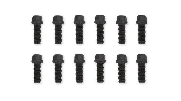 MR. GASKET HEADER BOLTS -3/8-16 X 1 INCH HEX HEAD - BLACK OXIDE