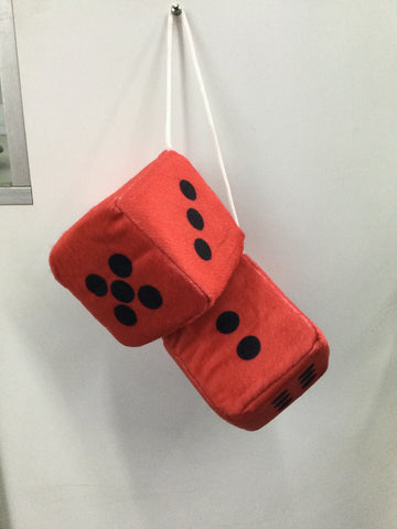 Fuzzy Dice RED    Rear View Mirror Accessories (Pair)