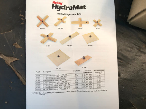 Holley 16-105 HydraMat Fuel Reservoir System 15 x 3 Rectangle Center Outlet Pick