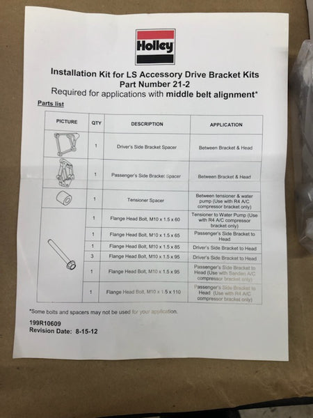 Holley LS Engine Accessory Drive Application-Specific Installation Kit 21-2