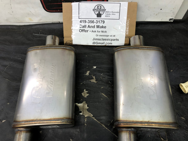Pypes MVV13 Muffler Stainless Steel 2.5" Offset Inlet/2.5" Center Outlet (PAIR)