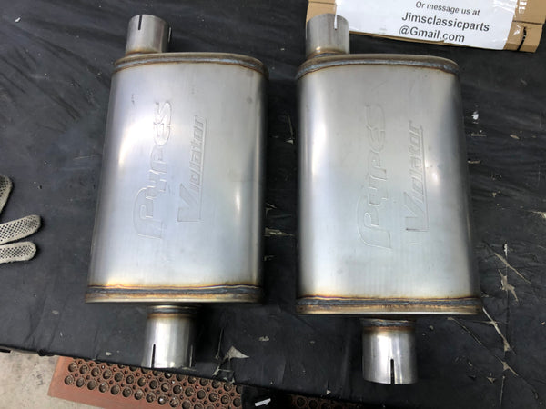 Pypes MVV13 Muffler Stainless Steel 2.5" Offset Inlet/2.5" Center Outlet (PAIR)