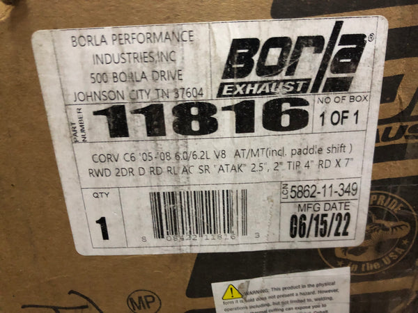 Borla 11816 ATAK Axle-Back Exhaust for 2005-2008 Corvette 6.0L / 6.2L