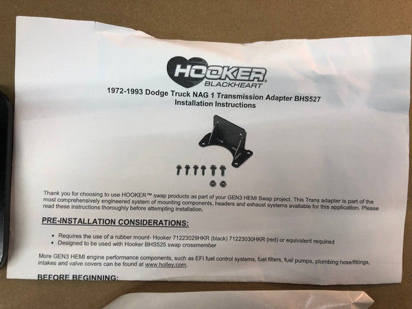 Hooker Transmission Crossmember Extension Brackets BHS527
