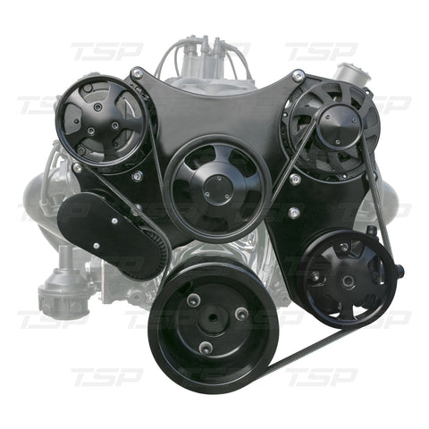 DS35014BKX CHEVY SMALL BLOCK SERPENTINE FRONT DRIVE SYSTEM WITH INTEGRAL POWER STEERING RESERVOIR