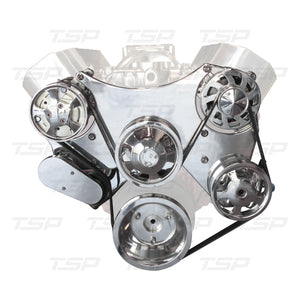 DS45423BKX Black BBC serpentine front drive system with Integral Power Steering Reservoir