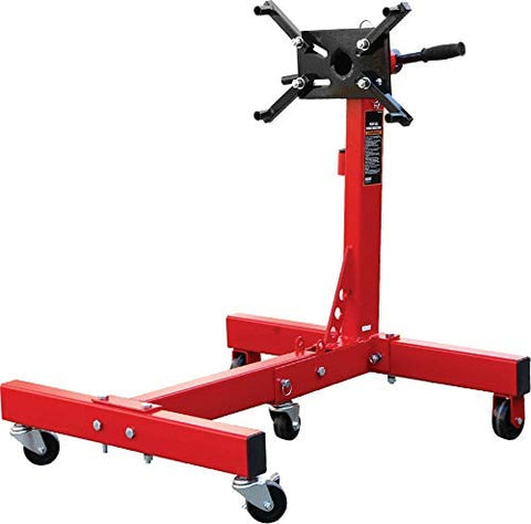 Rotating Engine Stand with 360 Degree Rotating Head and Folding Frame: 3/4 Ton (1,500 lb) Capacity, Red