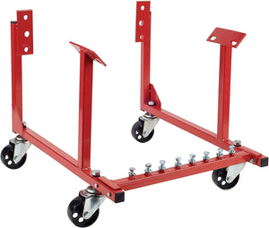 Rolling Engine Cradle Stand with Wheels, Fits Chevy V8 Small Block and Big Block, Steel Construction, Built in Hardware Storage, Easy Assembly