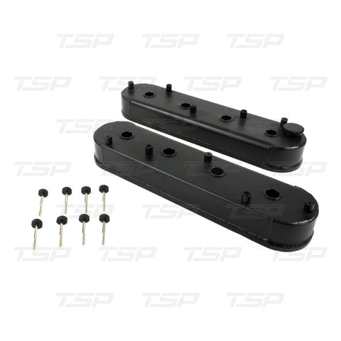 JM8081-6BK GM LS BLACK FABRICATED ALUMINUM VALVE COVERS WITH COIL MOUNTS