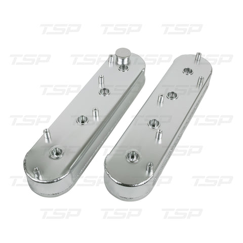JM8081-6CA GM LS FABRICATED CLEAR ANODIZED ALUMINUM VALVE COVERS WITH COIL MOUNTS