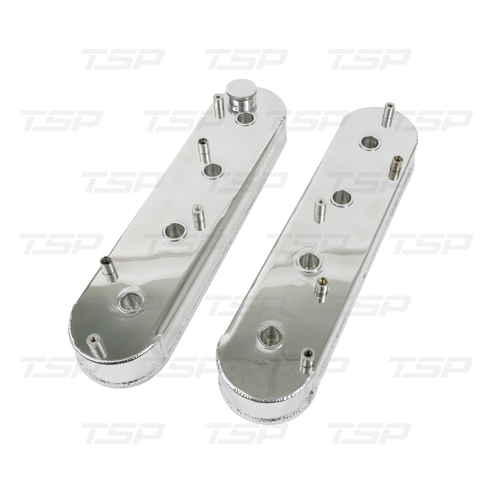 JM8081-6P GM LS FABRICATED POLISHED ALUMINUM VALVE COVERS WITH COIL MOUNTS