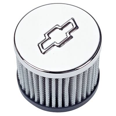 Proform push in breather, open style,  Chrome with Bowtie. for 1.220 hole