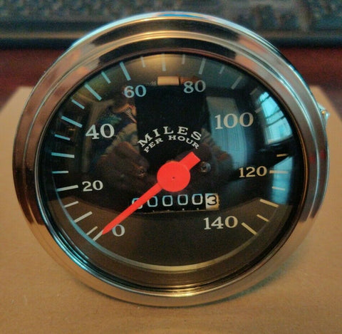 VEETHREE 10739 Speedometer 3 3/8" Black Mechanical (GAUGE ONLY)