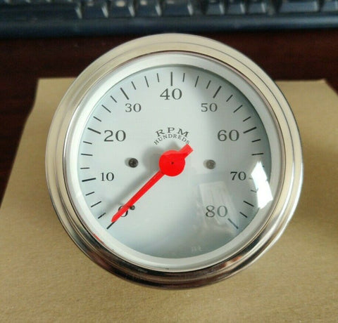 VEETHREE 37250 Tachometer 3 3/8" White Electrical (GAUGE ONLY)