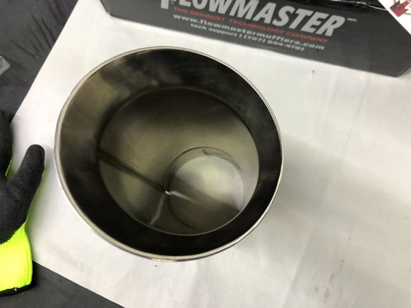 Flowmaster 15376 Exhaust Tip 5" Outlet, 4" Inlet, 12" Long Angle Cut Polished