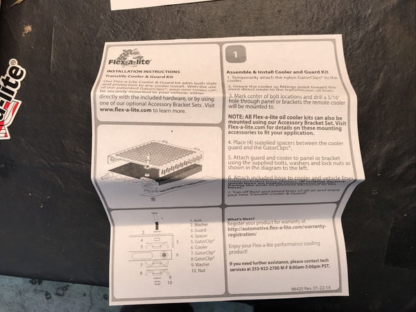 Flex-a-lite 4126V Translife 10" x 20" Transmission Oil Cooler Kit w Cover Guard