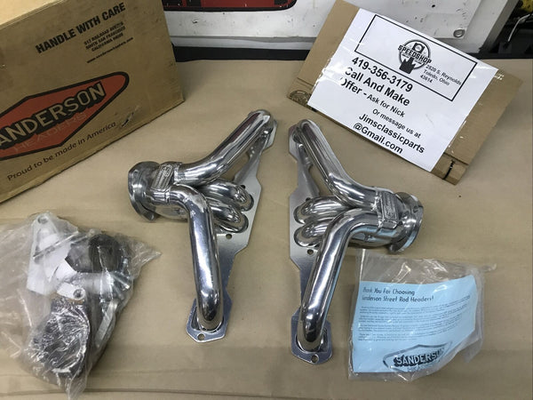 Sanderson CC1DP-SEC Headers Blockhugger Steel For Chevrolet Street Rod 1927-1949