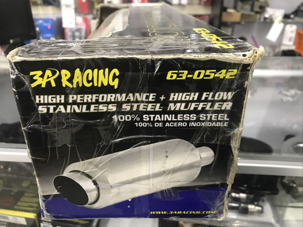 3A Racing high flow performance muffler Steel 2 1/5" inlet 3.5 outlet 63-0542