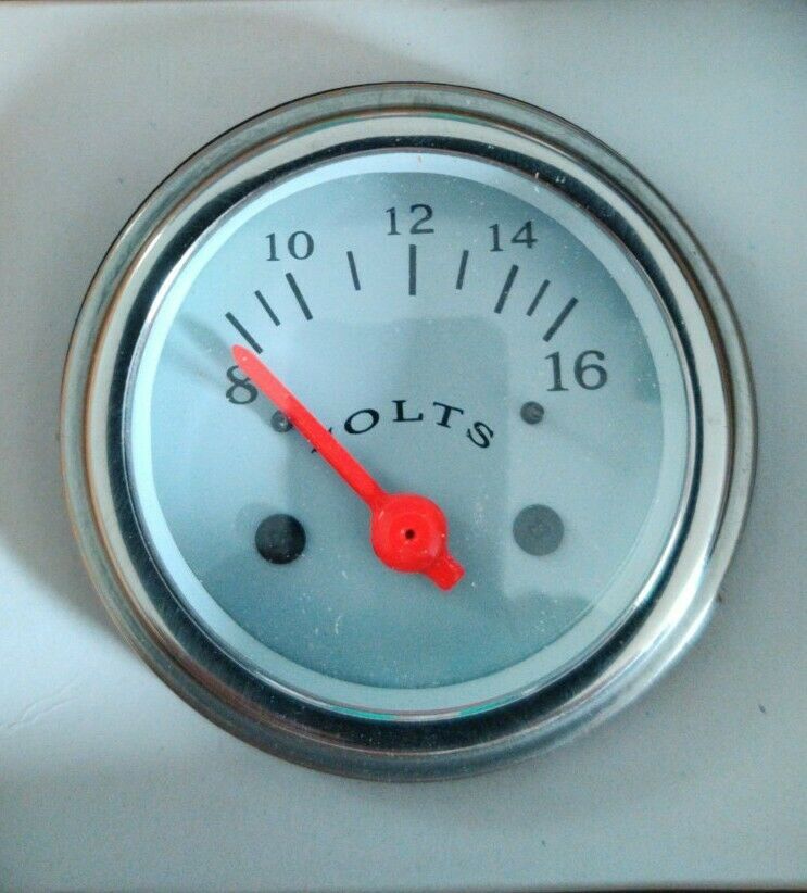 VEETHREE 227069 Volt Gauge 2 1/16" White Electrical (GAUGE ONLY)