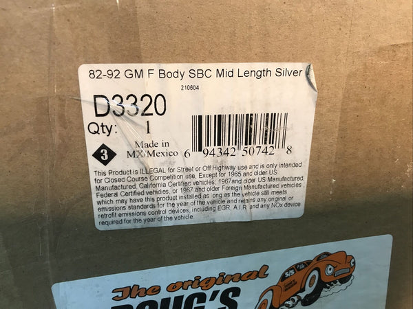 Doug's Headers D3320 Metallic Ceramic Coated 82-92 GM F-Body SBC Mid Length