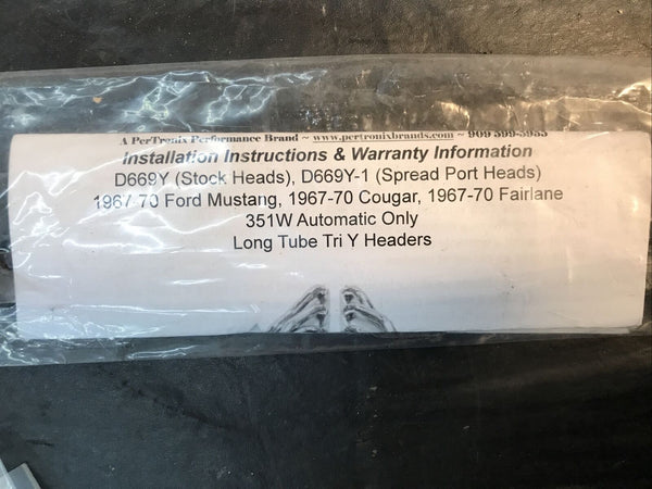 Doug's Headers D669Y Uncoated/Raw Headers 67-70 Mustang Cougar Fair line 351W