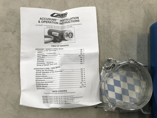 CANTON 2qt Marine Accusump Kit 24-126 Missing Hardware