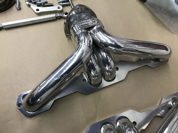 Sanderson CC1DP-SEC Headers Blockhugger Steel For Chevrolet Street Rod 1927-1949