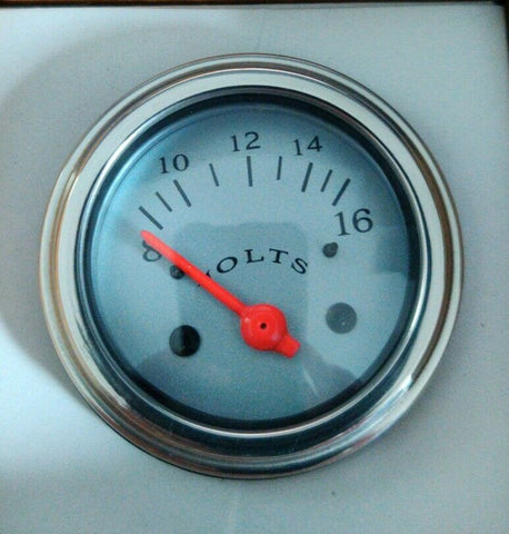 VEETHREE 227072 Volt Gauge 2 1/16" Silver Electrical (GAUGE ONLY)