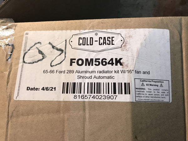 Cold Case Radiators FOM564K Crossflow Aluminum Performance 1965-1966 Ford 289