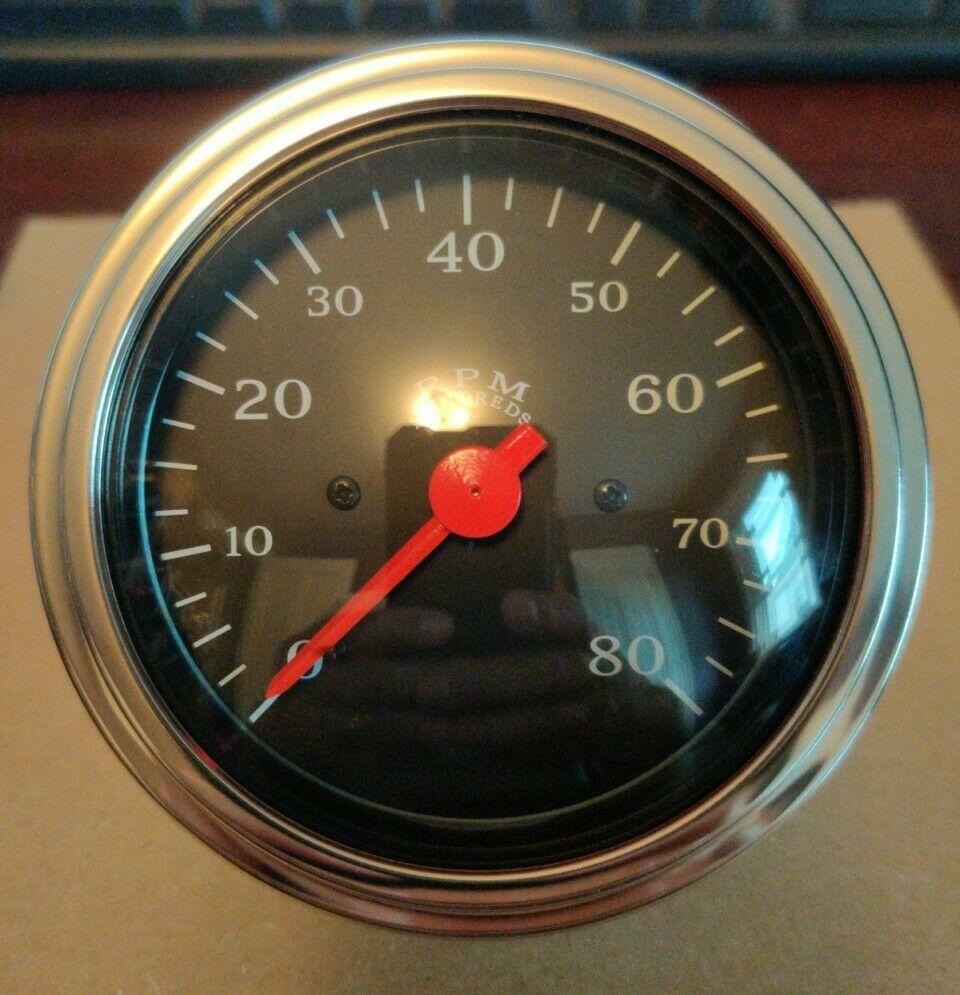 VEETHREE 37249 Tachometer 3 3/8" Black Electrical (GAUGE ONLY)