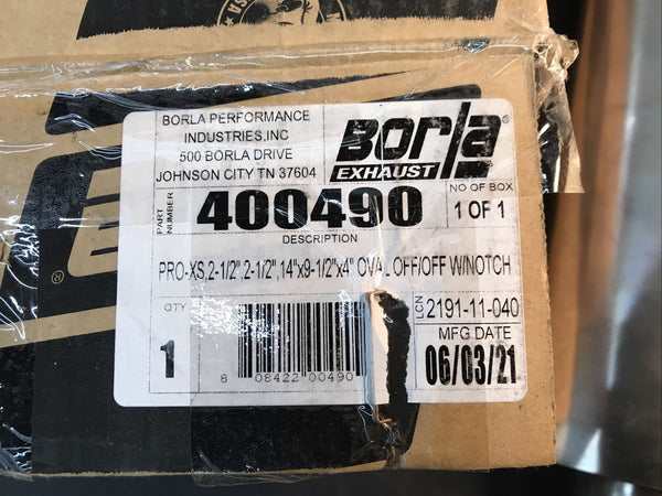 Borla 400490 Universal Offset Notched Oval Muffler 2.5" Offset/Offset 14"x4"x9.5