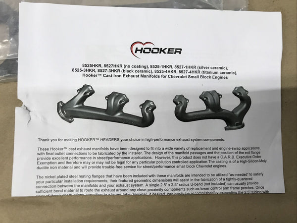 Hooker 8527-1HKR Exhaust Manifolds D-Port Small Block Chevy Silver Ceramic