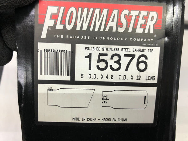 Flowmaster 15376 Exhaust Tip 5" Outlet, 4" Inlet, 12" Long Angle Cut Polished