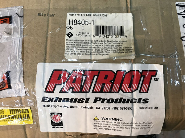 Patriot H8405-1 Exhaust Ford Specific Fit Headers 1965-1974 Ford F-150/F-250 2WD