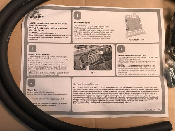 Flex-a-lite 4116JK cooler transmission oil kit for 2007 through 2014 jeep JK