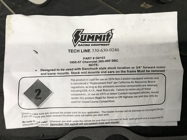 Summit Racing G9103 Ceramic Coated Headers Mid-Length 1955-57 Chevy SBC