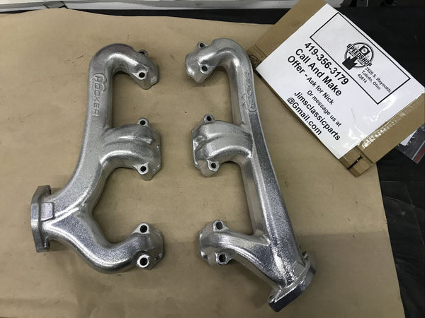 Hooker 8527-1HKR Exhaust Manifolds D-Port Small Block Chevy Silver Ceramic