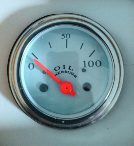 VEETHREE 127169 Oil Pressure Gauge 2 1/16" White Electrical (GAUGE ONLY)