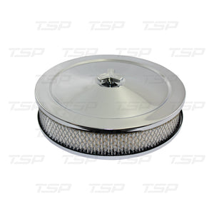 SP4360  10" MUSCLE CAR STYLE CHROME STEEL AIR CLEANER KIT WITH RAISED BASE