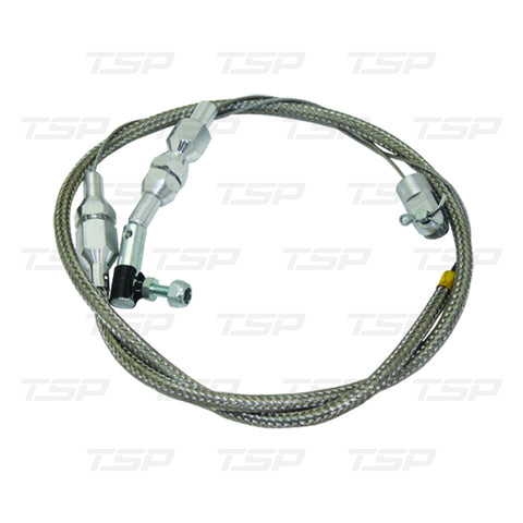 UNIVERSAL 24" BRAIDED STAINLESS STEEL THROTTLE CABLE