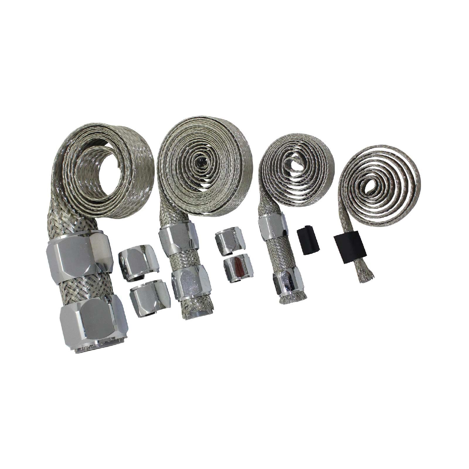 SP7357 Braided Stainless Steel Hose Sleeving Kit with Chrome Clamp Covers